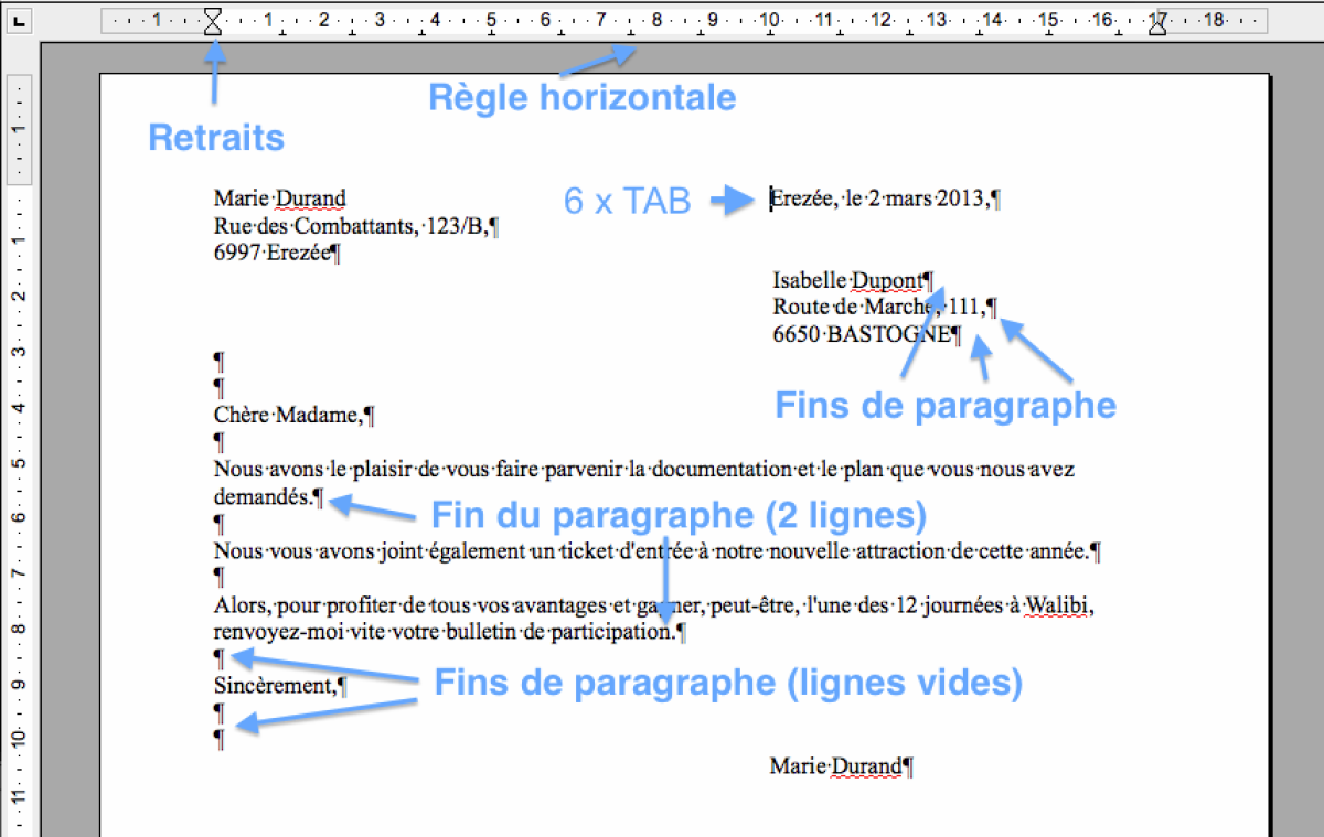 mise en forme lettre